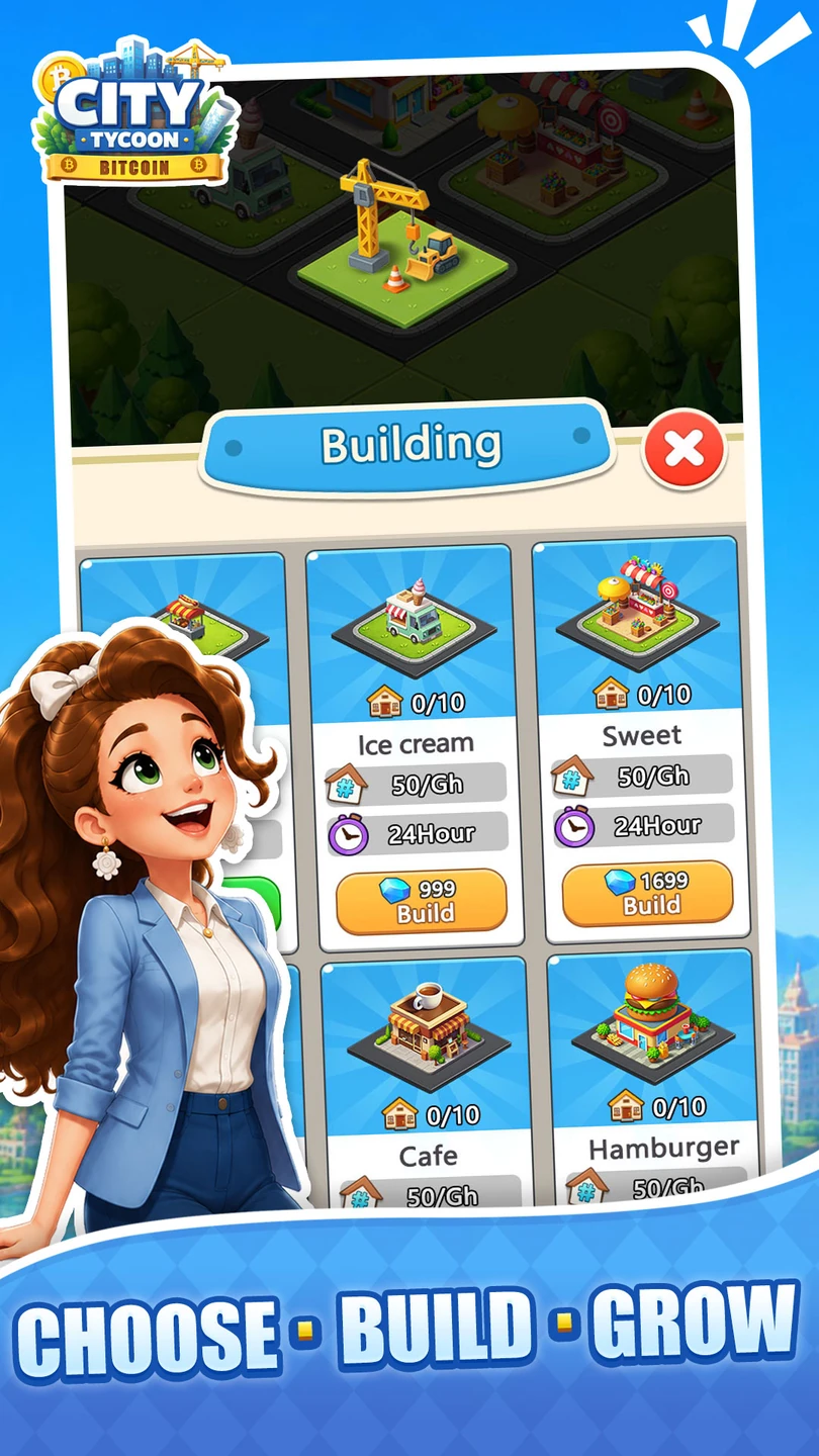 The building menu with a choice of city businesses